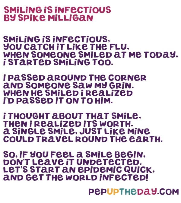 Smiling Is Infectious - A Beautiful Poem by Spike Milligan