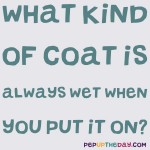 Riddle: What kind of coat is always wet when you put it on?