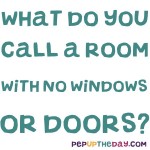 Riddle: What do you call a room with no windows or doors?