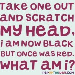 Riddle: Take one out and scratch my head, I am now black but once was red. What am I?