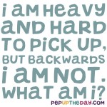 Riddle: I Am Heavy And Hard To Pick Up, But Backwards I Am Not. What Am I?