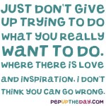 Quote of the Day - Just don't give up trying to do what you really want to do. Where there is love and inspiration, I don't think you can go wrong. - Ella Fitzgerald