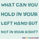Riddle: What can you hold in your left hand but not in your right?